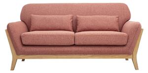 Divano scandinavo 2 posti in tessuto effetto velluto texture terracotta e legno chiaro YOKO