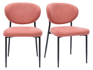 Sedie in tessuto effetto velluto testurizzato terracotta e metallo nero (set di 2) BREKA