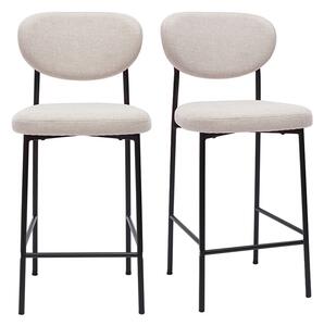 Sgabelli da bar fissi in tessuto effetto velluto beige testurizzato H65 cm (set da 2) BREKA