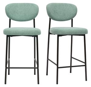 Sgabelli da bar fissi in tessuto effetto velluto testurizzato color celadon H65 cm (set di 2) BREKA