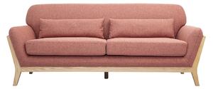Divano Scandinavo 3 posti in tessuto effetto velluto testurizzato terracotta e legno chiaro YOKO