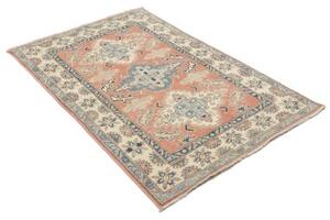 Tappeto Kazak Stilizzato Rosa Salmone Azzurro 101x155 Cm