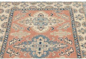 Tappeto Kazak Stilizzato Rosa Salmone Azzurro 101x155 Cm