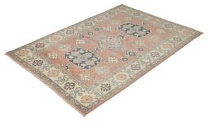 Tappeto Kazak Stilizzato Rosa Antico Blu Avio 121x179 Cm