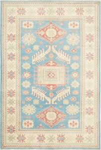 Tappeto Kazak Stilizzato Azzurro Avorio 127x186 Cm
