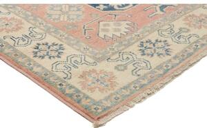 Tappeto Kazak Stilizzato Rosa Antico Blu Avio 121x179 Cm