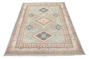 Tappeto Kazak Geometrico Celeste Rosso Corallo 120x179 Cm