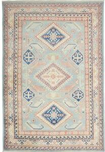 Tappeto Kazak Geometrico Celeste Rosso Corallo 120x179 Cm