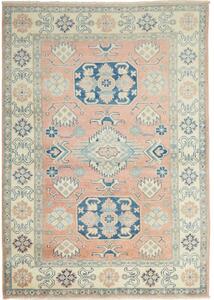 Tappeto Kazak Stilizzato Rosa Antico Blu Avio 121x179 Cm