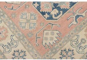 Tappeto Kazak Stilizzato Rosa Antico Blu Avio 121x179 Cm