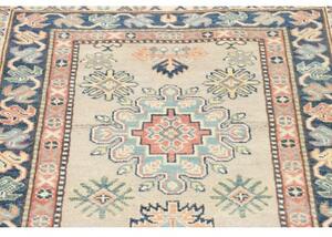 Tappeto Kazak Stilizzato Beige Blu Corsia 84x240 Cm