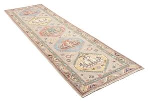 Tappeto Kazak Stilizzato Beige Azzurro Corsia 86x307 Cm