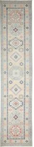 Tappeto Kazak Geometrico Beige Blu Corsia 83x388 Cm