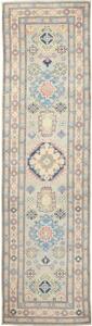 Tappeto Kazak Geometrico Grigio Blu Corsia 81x309 Cm