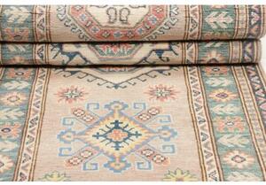 Tappeto Kazak Geometrico Beige Azzurro Corsia 82x295 Cm