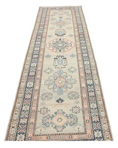 Tappeto Kazak Stilizzato Avorio Blu Corsia 90x312 Cm