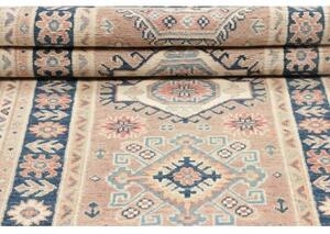 Tappeto Kazak Geometrico Beige Blu Corsia 84x293 Cm