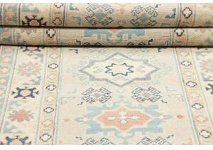 Tappeto Kazak Geometrico Avorio Blu Corsia 83x294 Cm