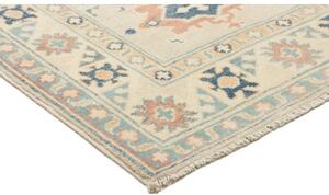 Tappeto Kazak Geometrico Avorio Blu Corsia 83x294 Cm