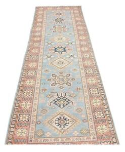 Tappeto Kazak Geometrico Azzurro Rosa Corsia 86x281 Cm