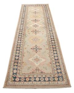 Tappeto Kazak Geometrico Grigio Chiaro Blu Corsia 85x286 Cm