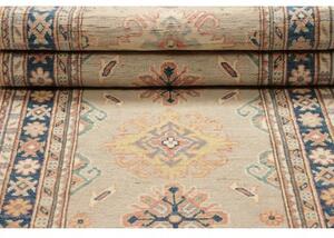 Tappeto Kazak Geometrico Grigio Chiaro Blu Corsia 85x286 Cm