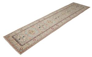 Tappeto Kazak Stilizzato Beige Blu Corsia 71x318 Cm