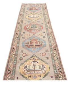 Tappeto Kazak Stilizzato Beige Azzurro Corsia 86x307 Cm