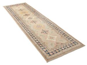 Tappeto Kazak Geometrico Grigio Chiaro Blu Corsia 85x286 Cm