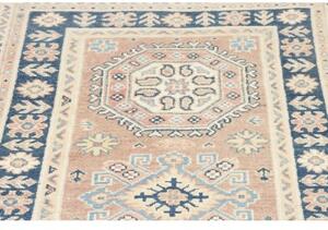 Tappeto Kazak Geometrico Beige Blu Corsia 84x293 Cm