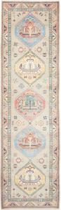 Tappeto Kazak Stilizzato Beige Azzurro Corsia 86x307 Cm