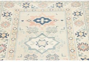 Tappeto Kazak Geometrico Avorio Blu Corsia 83x294 Cm