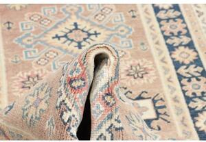Tappeto Kazak Geometrico Beige Blu Corsia 84x293 Cm
