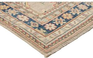 Tappeto Kazak Geometrico Grigio Chiaro Blu Corsia 85x286 Cm