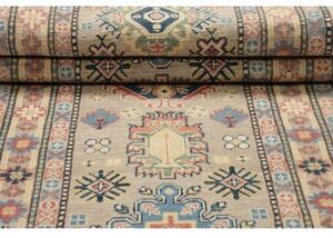 Tappeto Kazak Geometrico Grigio Blu Corsia 81x309 Cm