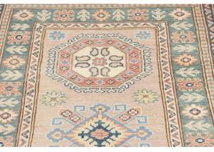 Tappeto Kazak Geometrico Beige Azzurro Corsia 82x295 Cm