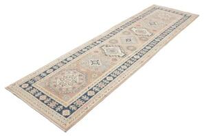 Tappeto Kazak Geometrico Beige Blu Corsia 84x293 Cm