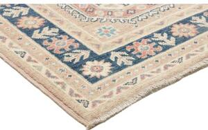 Tappeto Kazak Geometrico Beige Blu Corsia 84x293 Cm