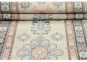 Tappeto Kazak Stilizzato Avorio Blu Corsia 90x312 Cm