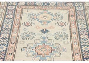 Tappeto Kazak Stilizzato Avorio Blu Corsia 90x312 Cm