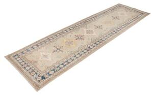 Tappeto Kazak Geometrico Grigio Chiaro Blu Corsia 85x286 Cm