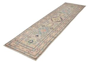 Tappeto Kazak Geometrico Grigio Blu Corsia 81x309 Cm