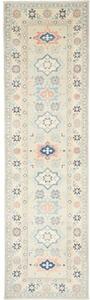Tappeto Kazak Geometrico Avorio Blu Corsia 83x294 Cm