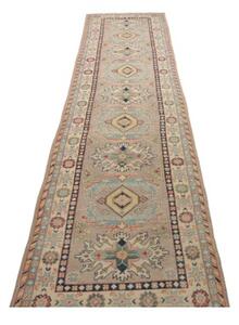 Tappeto Kazak Stilizzato Beige Blu Corsia 71x318 Cm