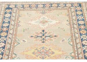Tappeto Kazak Geometrico Grigio Chiaro Blu Corsia 85x286 Cm