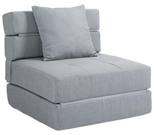 HOMCOM Poltrona letto convertibile singola poltrona 1 posto con 1 cuscino removibile, tessuto grigio chiaro