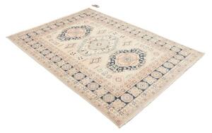 Tappeto Kazak Stilizzato Avorio Blu 147x204 Cm