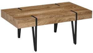 HOMCOM Tavolino rettangolare Stile Industriale Struttura a Gambe in Metallo Nero Piano Effetto Legno Vintage