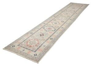 Tappeto Kazak Geometrico Beige Blu Corsia 83x388 Cm