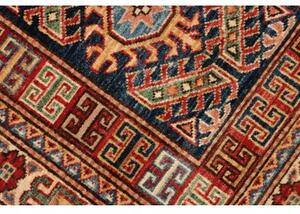 Tappeto Kazak Fine Stilizzato Blu Notte Rosso Mattone Corsia 77x200 Cm
